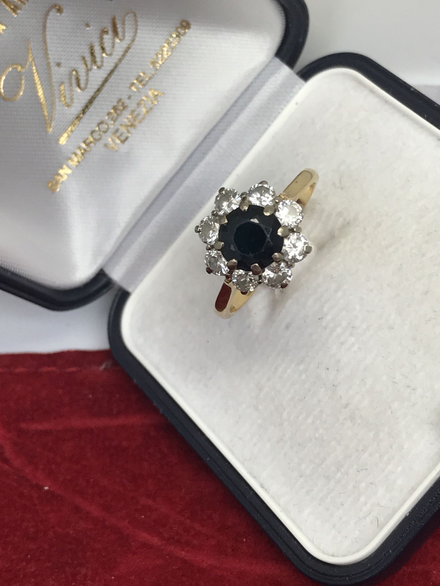 18ct GOLD SAPPHIRE 1.00ct & DIAMOND 0.85ct RING