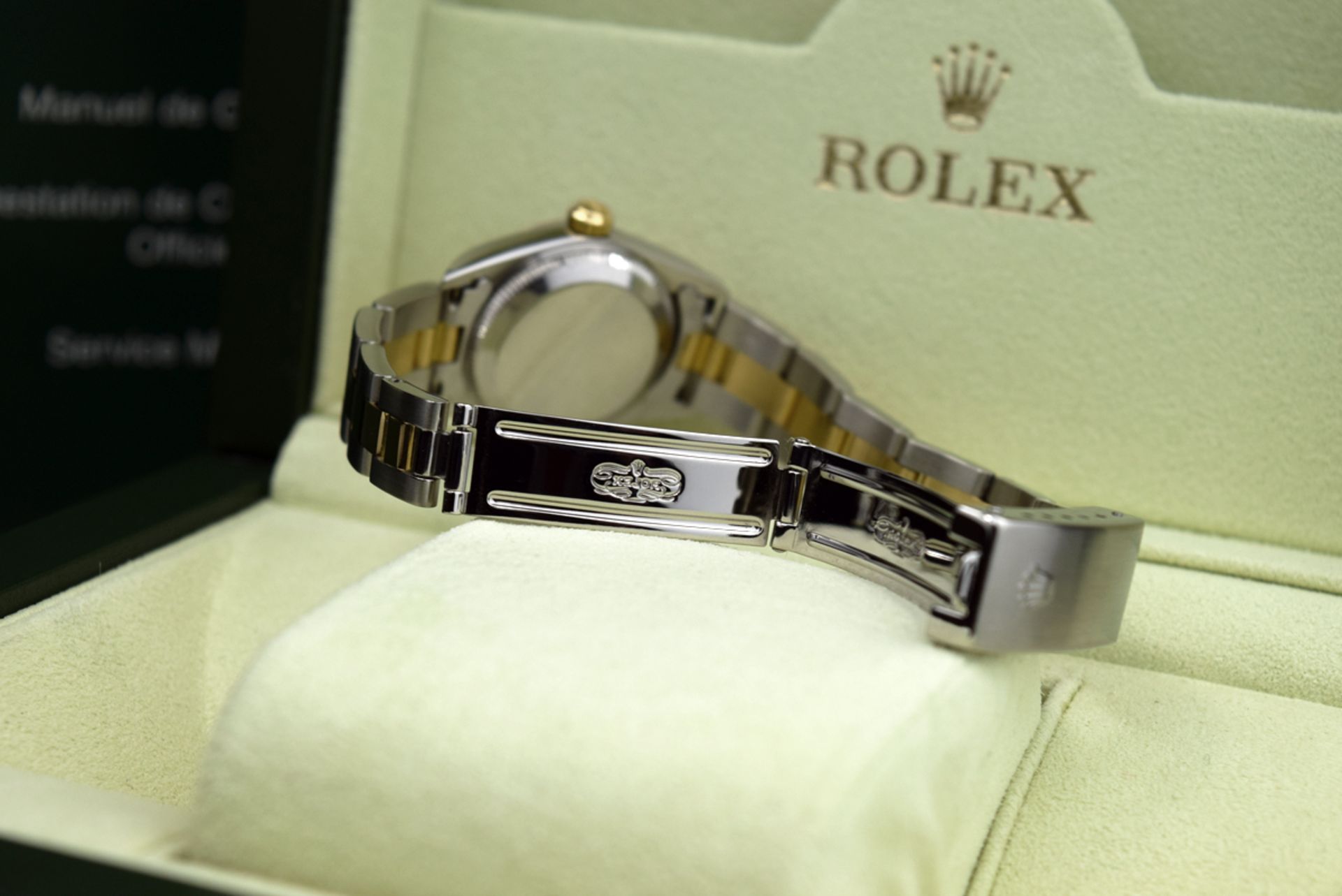 ROLEX - 18K GOLD & STEEL LADY OYSTER PERPETUAL with GREY ARABIC DIAL - Image 7 of 10