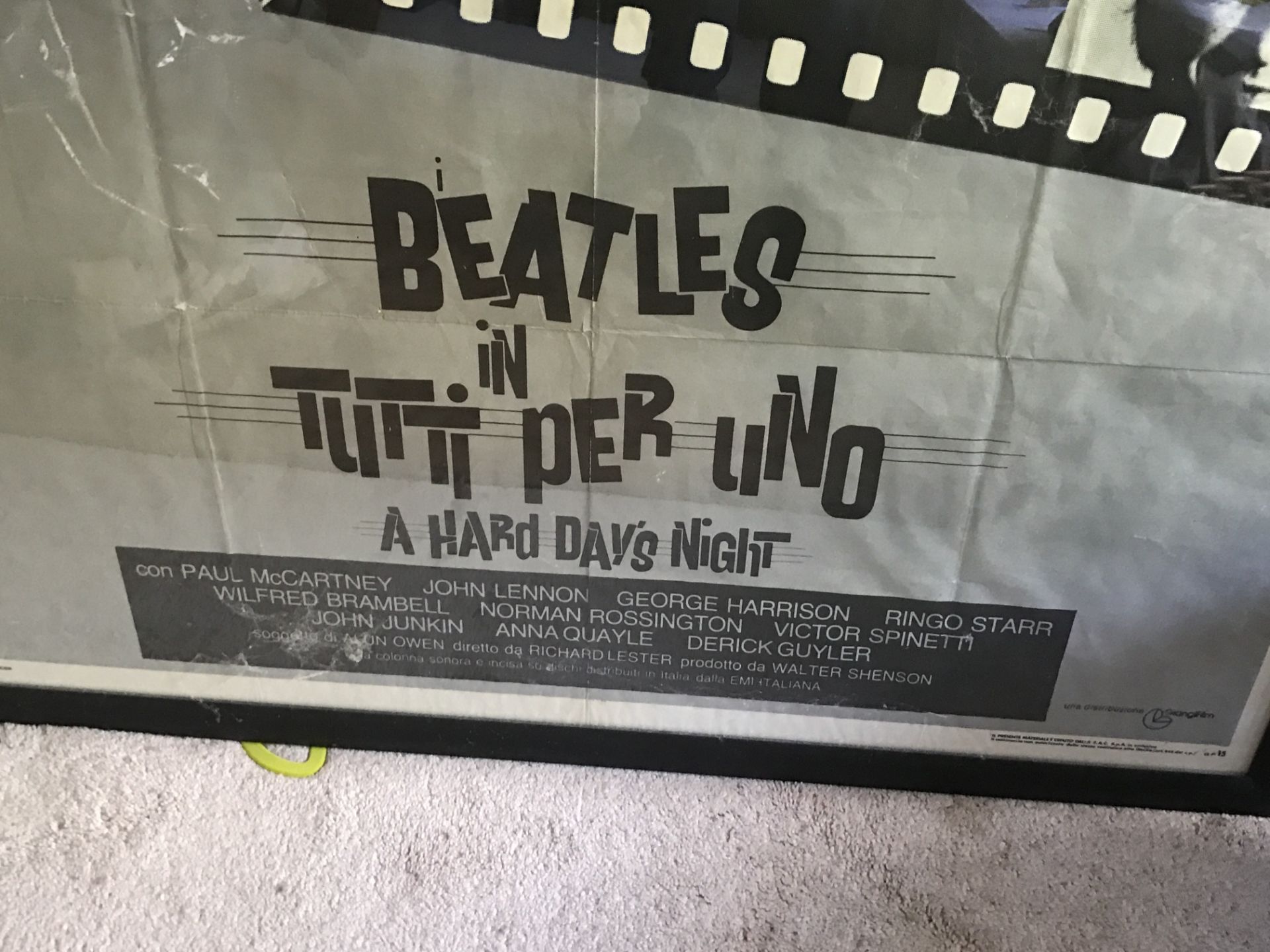 The Beatles Hard Day's Night Official Poster Italy 55"x39" Tutti Per Uno RARE!!! - Image 2 of 6