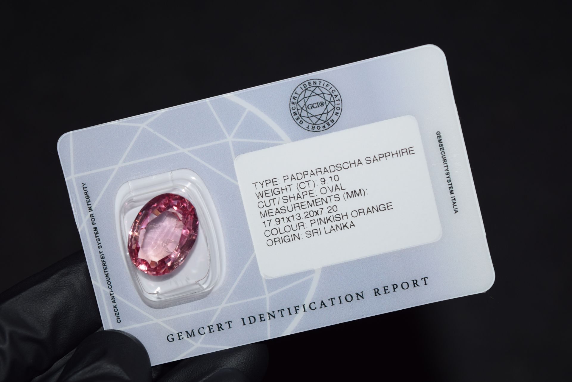 9.10CT PADPARADSCHA SAPPHIRE - GCIR SEALED - Image 2 of 3