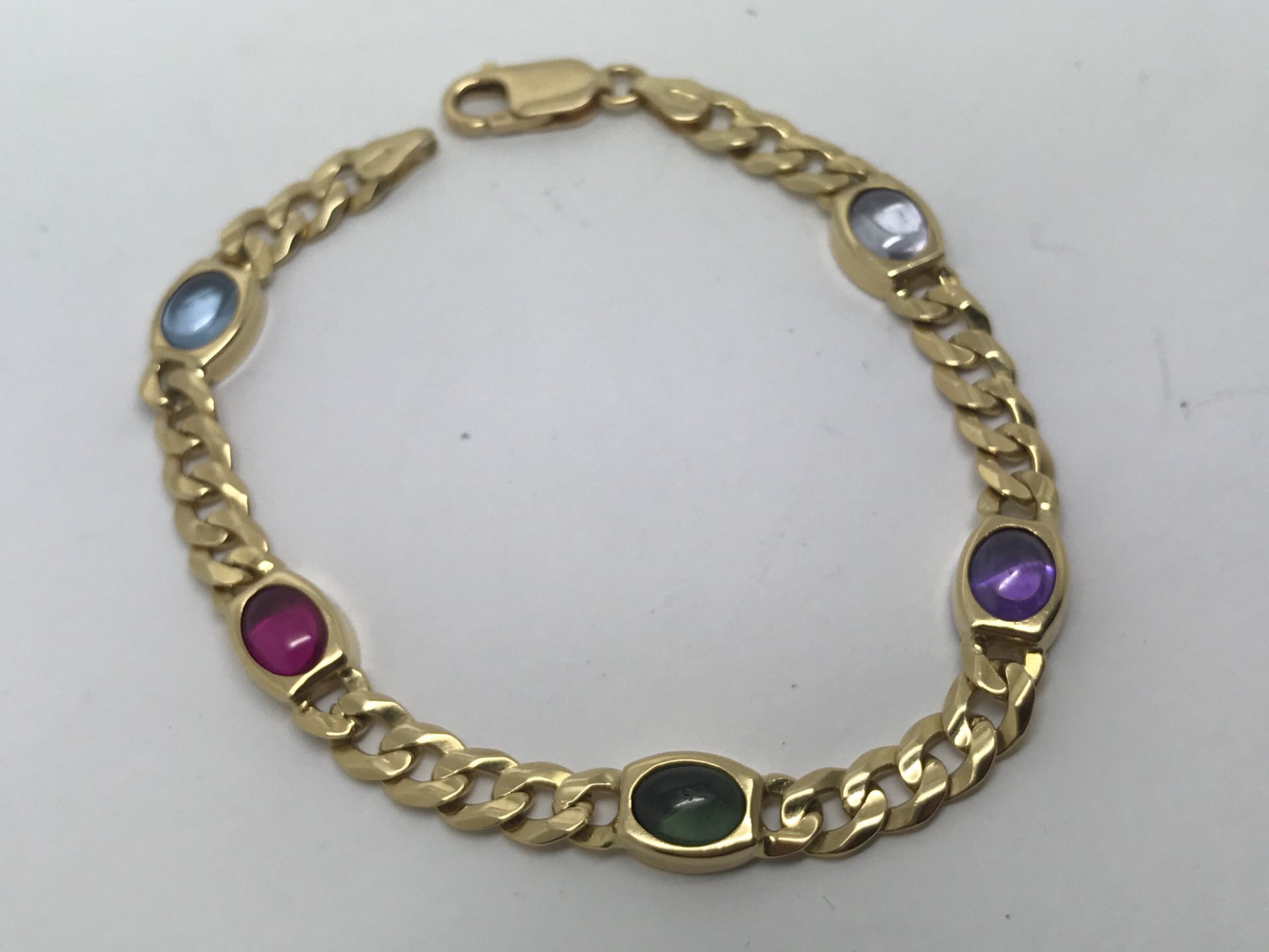 BVLGARI STYLE GEM SET 18ct GOLD BRACELET - WEIGHS APPROX 14.9 GRAMS - Image 2 of 2