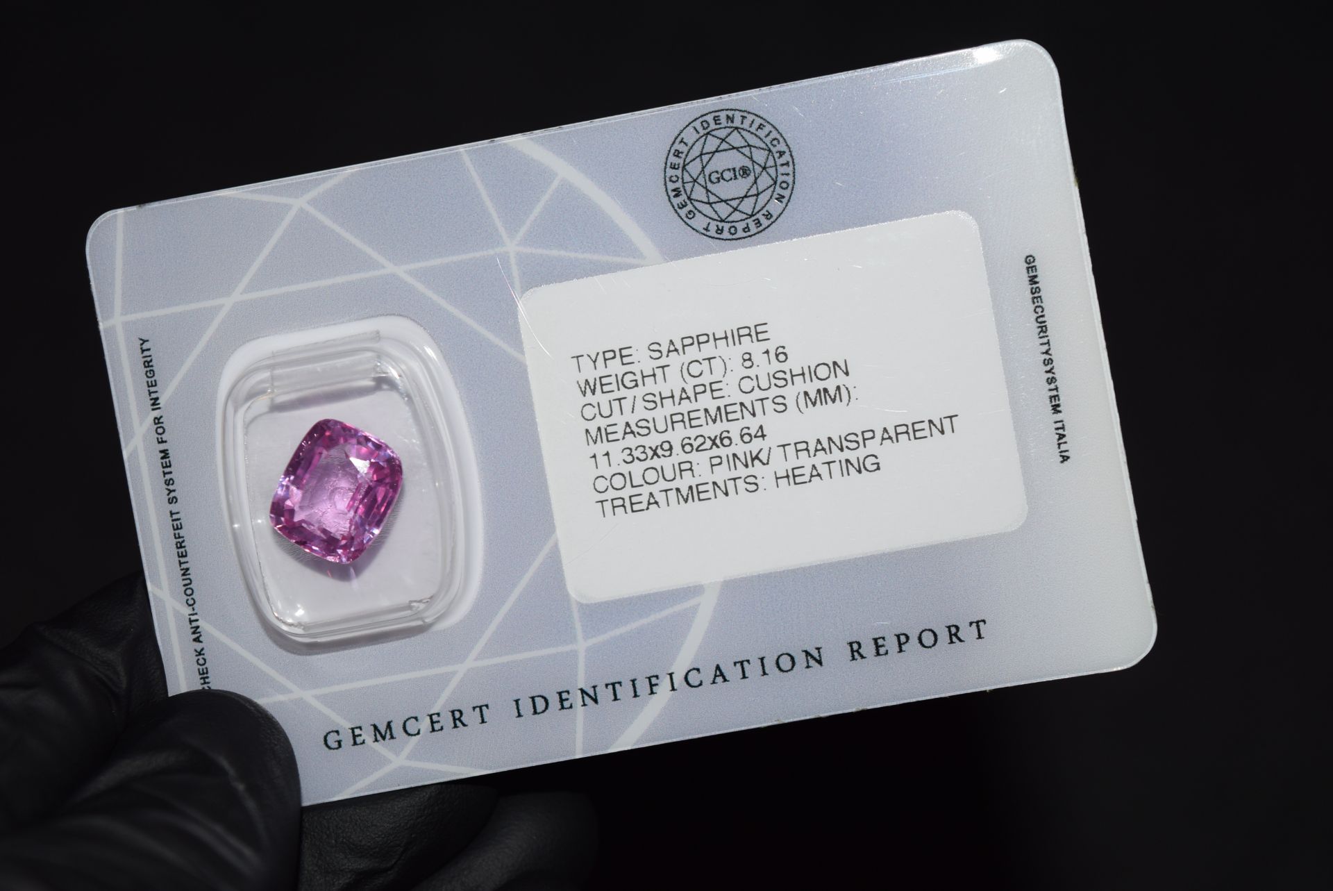 8.16CT PINK SAPPHIRE - GCIR SEALED - Image 2 of 3