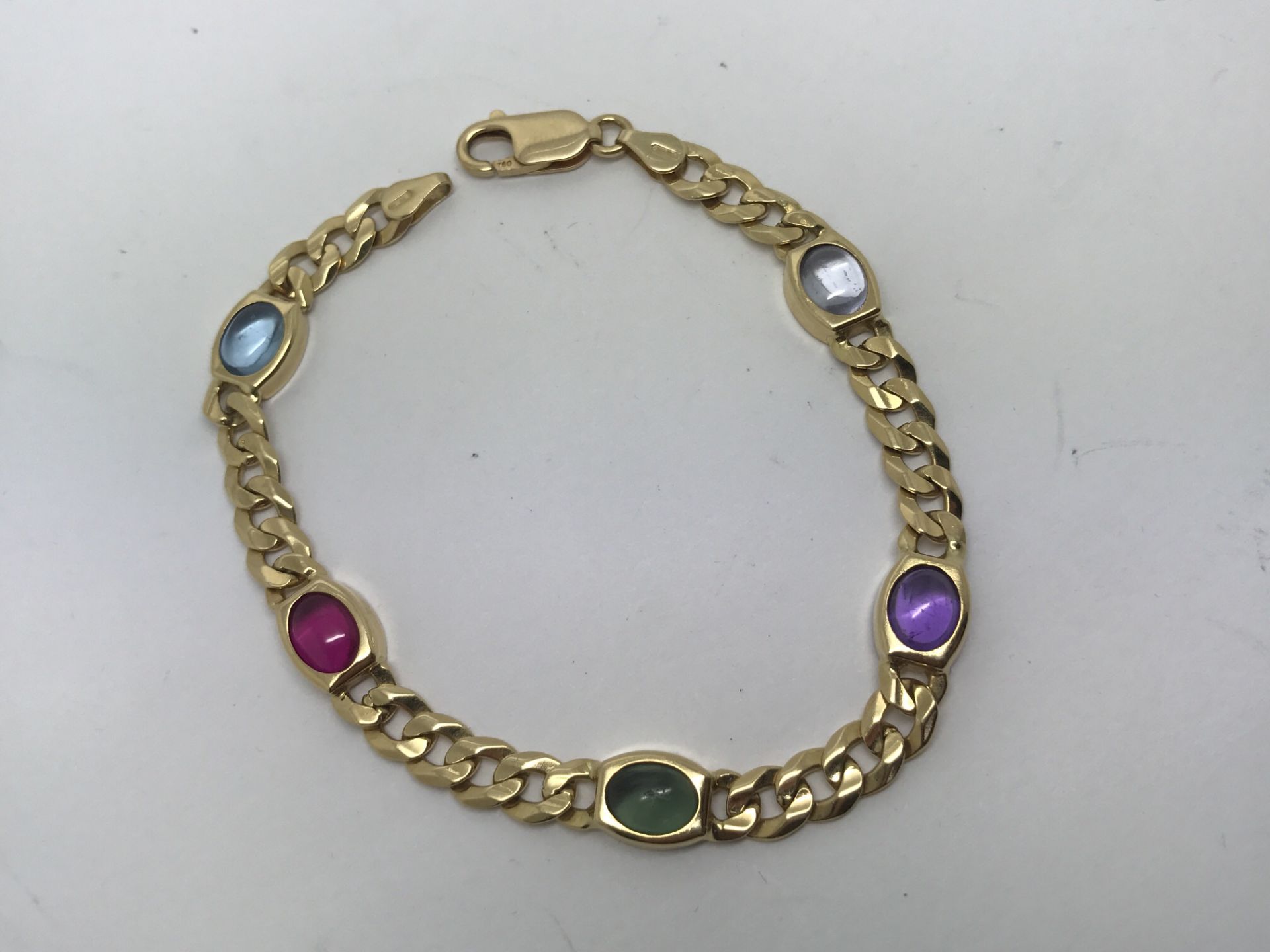 BVLGARI STYLE GEM SET 18ct GOLD BRACELET - WEIGHS APPROX 14.9 GRAMS