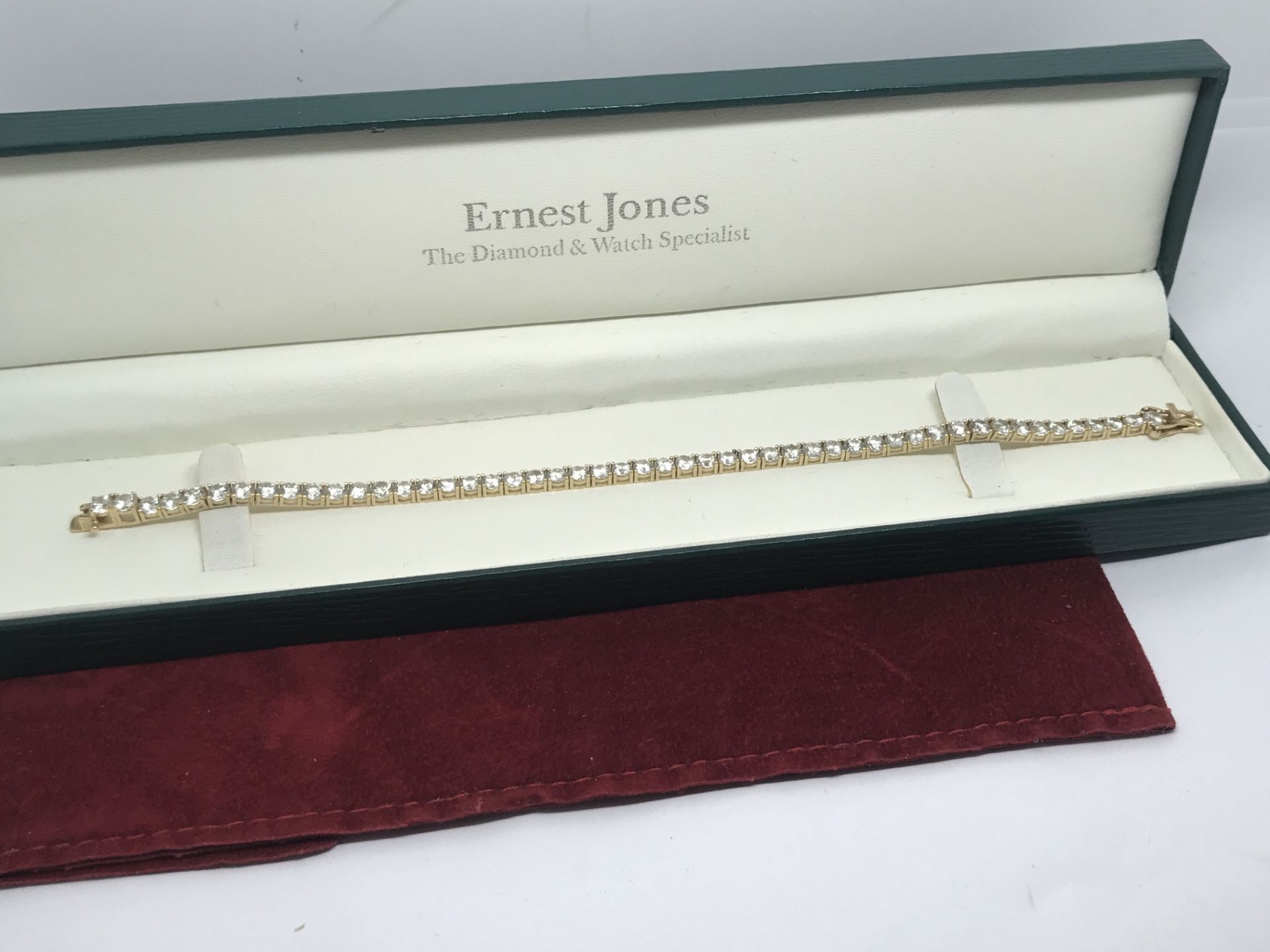 14k GOLD CLEAR STONE SET TENNIS BRACELET