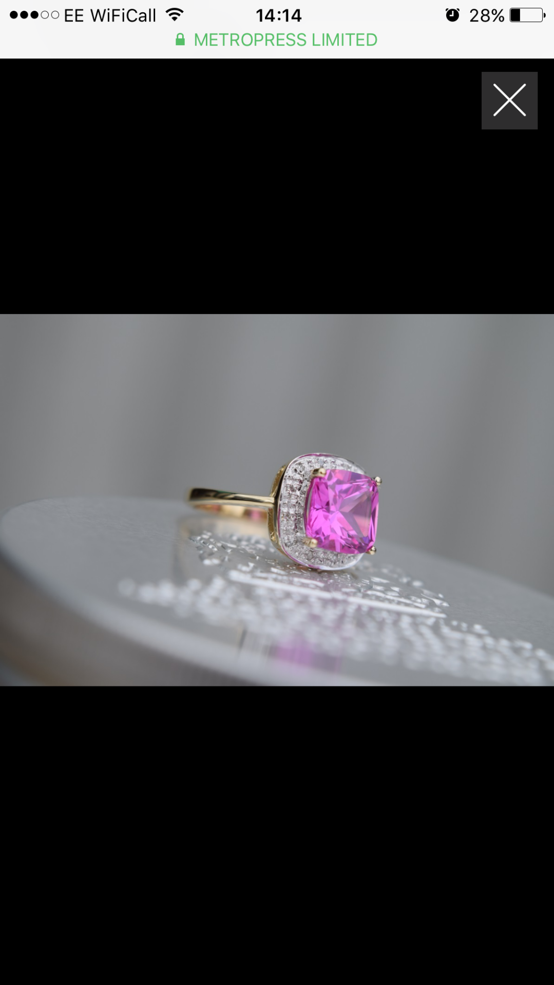 PINK STONE SET RING SET IN YELLOW GOLD HALLMARKED