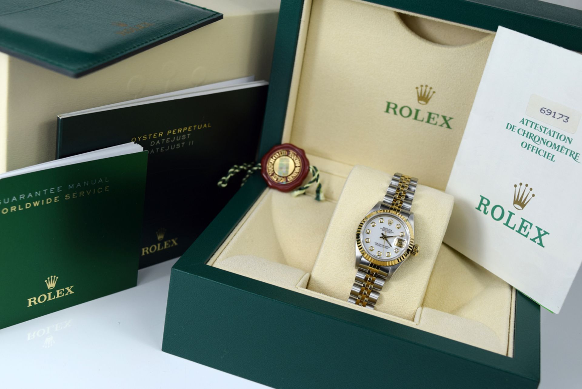 ROLEX *DIAMOND* LADY DATEJUST - 18K GOLD & STEEL with WHITE MOP DIAMOND DIAL - Image 4 of 15