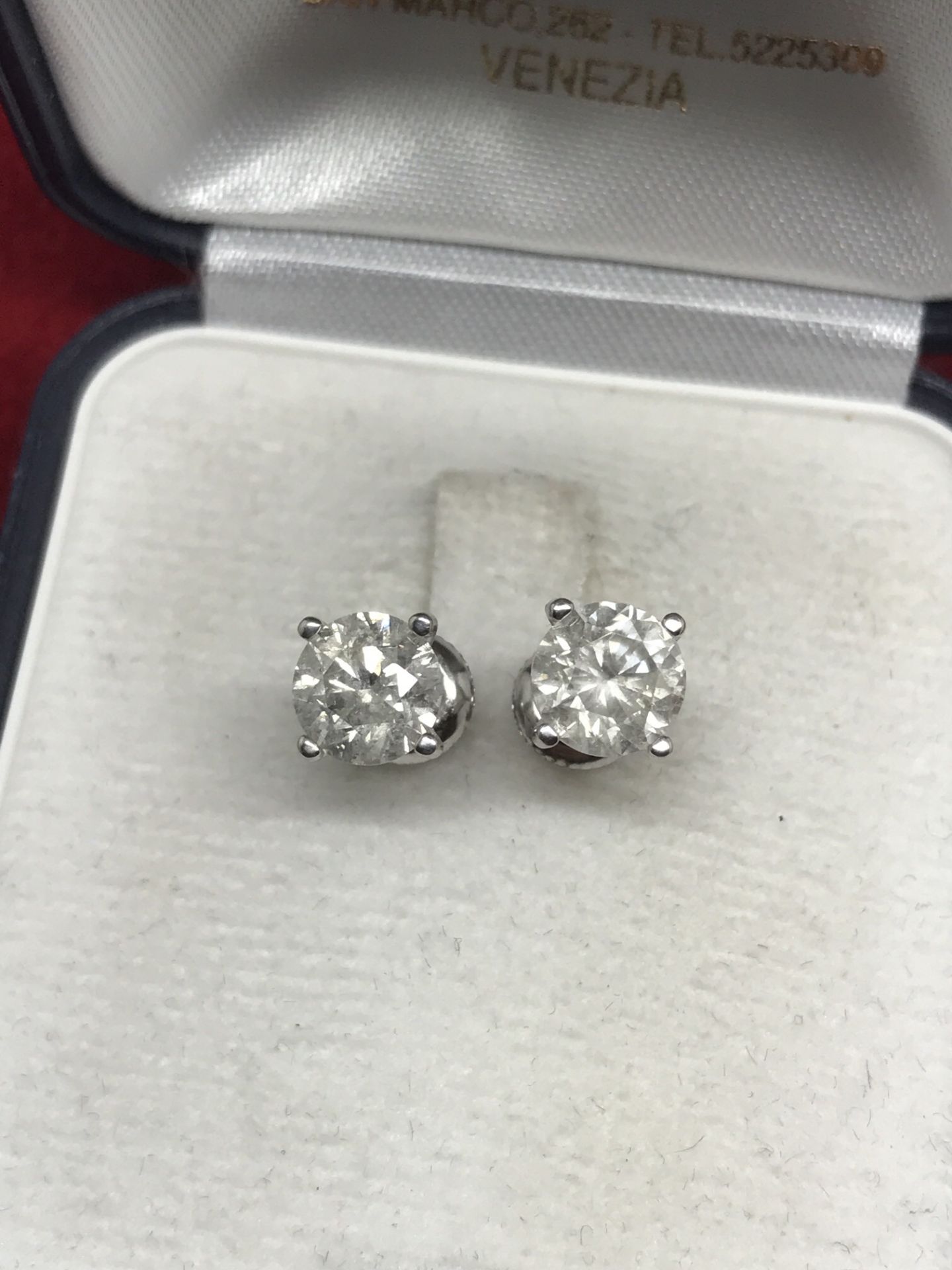 2.50ct DIAMOND SOLITAIRE EARRINGS (APPROX 1.25ct EACH) - Image 2 of 2