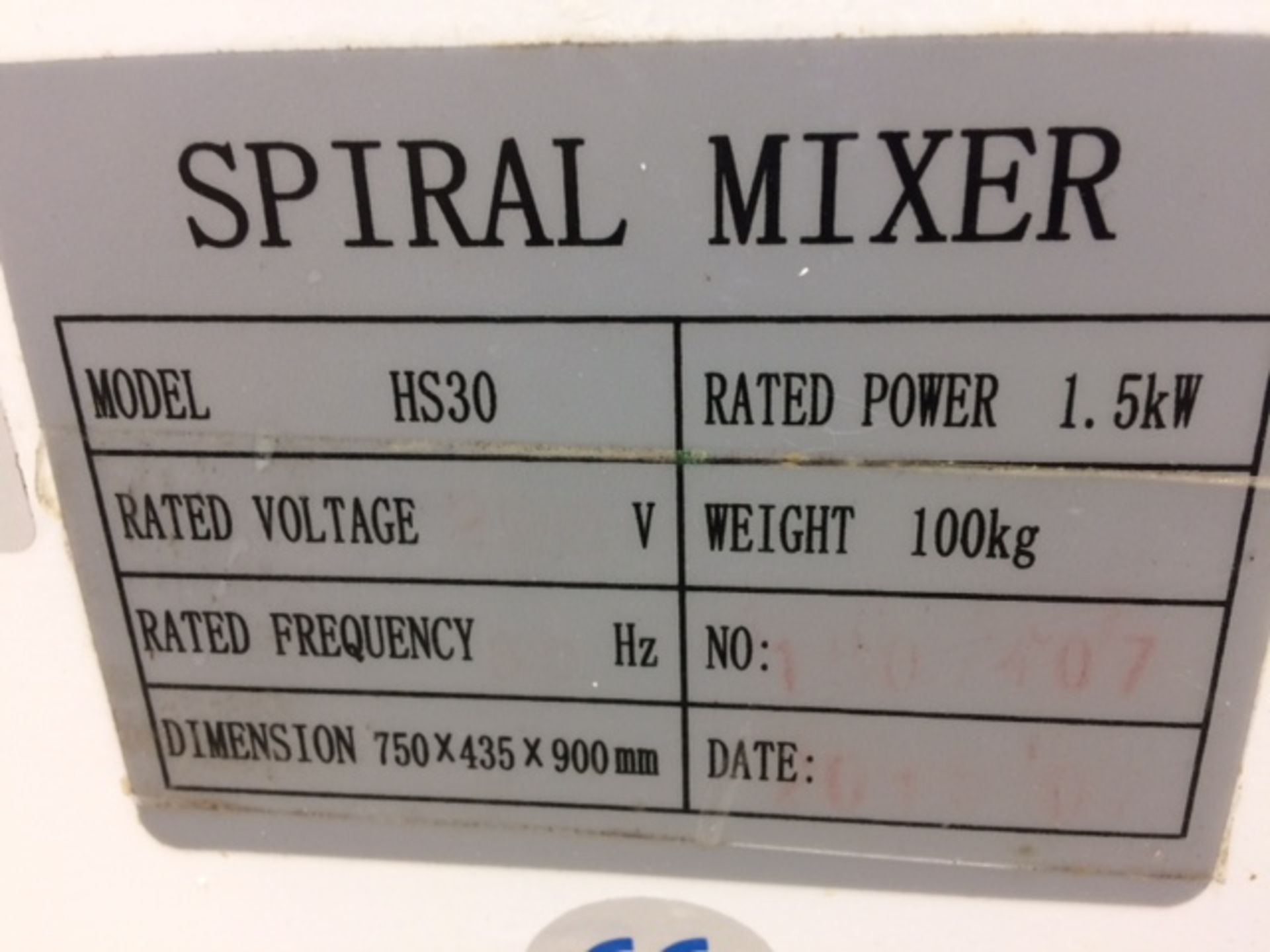 SPIRAL MIXER - Image 3 of 3