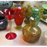 Pair Murano style vases and 2 other pieces