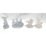 Four vintage Italian frosted glass Walts Disney productions figures including Minnie Mouse and Pluto