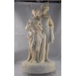 A Victorian Parian Group, (possibly Worcester) depicting a young man and woman (AF) 32cm high
