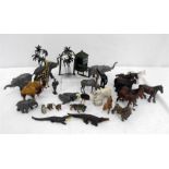 A large quantity of Britains painted lead zoo animals and other items