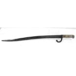 A modified French Chassepot sabre bayonet with manufacturers signature to the back of the blade,