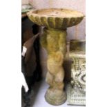 A stoneware bird bath, 75cm high.