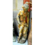 A classical stoneware figure of a semi-naked young woman, 87cm high.