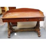 A Victorian mahogany twin pedestal side table with two freize drawers, 126cm wide.