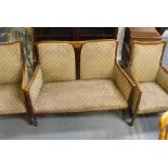 A late 19th century salon suite with two-seater sofa and two matching chairs (4)