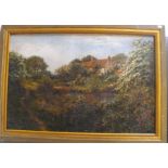 Charles Knight (Exhib 1880-1913) 'Bronus Farm, Stanton on the Wolds', oil on canvas, signed lower