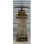 A modernist concrete and iron sundial 118cm high