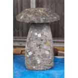 A staddle stone with mushroom top 64cm high