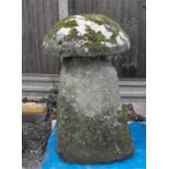 A staddle stone with mushroom top 72cm high