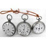Two open faced pocket watches, and a pedometer