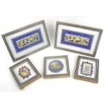A group of Anglo Indian figural paintings on mother of pearl mounted in Sadeli micro mosaic
