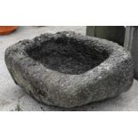 A Hand Hewn stone trough, 72cm x 68cm