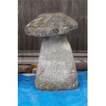 A staddle stone with mushroom top 74cm high