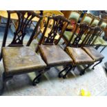 A set of four mahogany dining chairs, with pierced back splat on cabriole front legs (4).