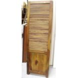 An Indian hardwood three fold room divider or screen, 156cm total width.