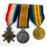 A WWI mounted trio of medals impressed to 49781 Sapper E F J Bryant of the Royal Engineers