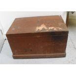 A Victorian painted pine trunk with internal candle box, 77cm wide.