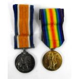 A WWI pair of medals impressed to 26387 Private J W Dean of the Norfolk Regiment
