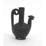 A Chinese cast iron jug, with chicken head spout, and five character mark to the base 10cm high