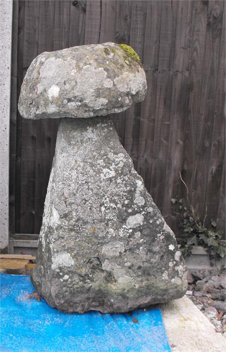 A staddle stone with mushroom top 110cm high