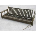 A teak garden swing bench (lacks stand), 199cms. wide.