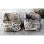 A pair of square stoneware planters (2).