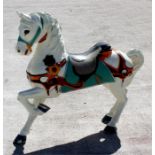 An ex shop display carved wooden & painted carousel style horse, 135cm x 117cm high. Condition