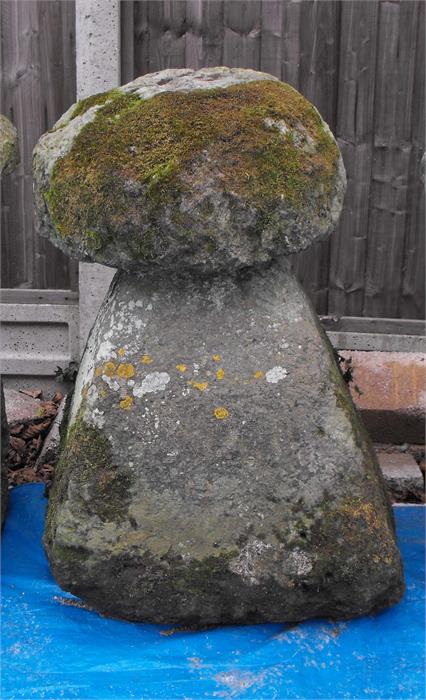 A staddle stone with mushroom top 76cm high