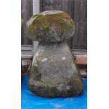 A staddle stone with mushroom top 76cm high