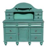 A Victorian painted pine Scottish dresser, with three short drawers and a combination of drawers and