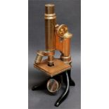 An Leites Wetzlar brass microscope, No. 85115, 30cms. high.