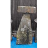 An unusual staddle stone with square top 110cm high