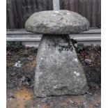 A staddle stone with mushroom top, 82cms high.