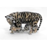 A Royal Copenhagen porcelain tiger and cubs group, No. 4687 26m x 14cm high (factory second quality)