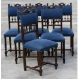 A set of six French walnut upholstered dining chairs (6).