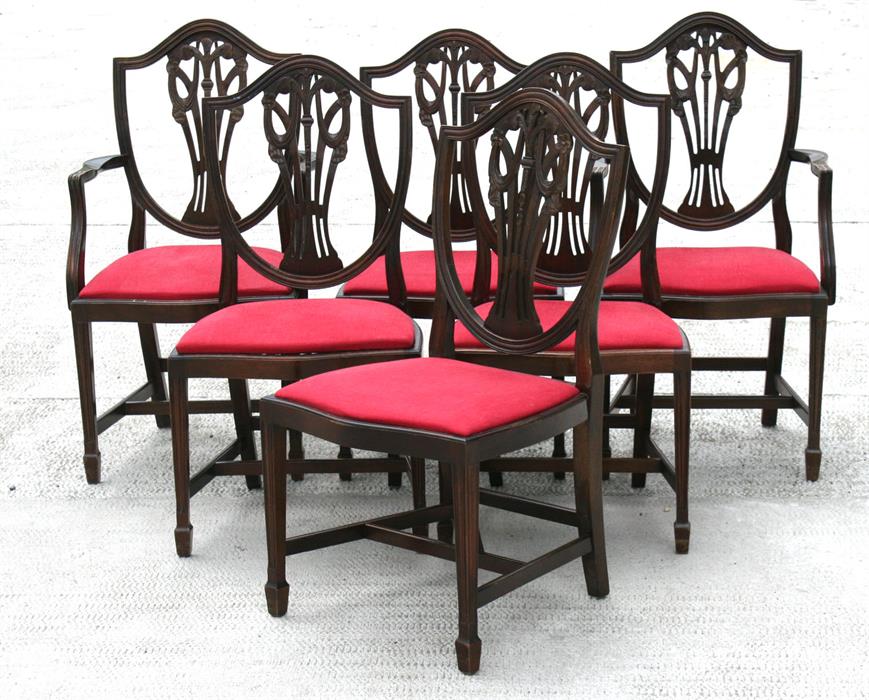 A set of six mahogany dining chairs with pierced splats and drop-in seats (6).