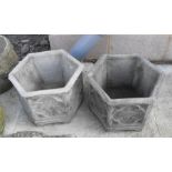 A pair of hexagonal stoneware planters (2).