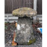 A Staddle stone with mushroom top 90cm high